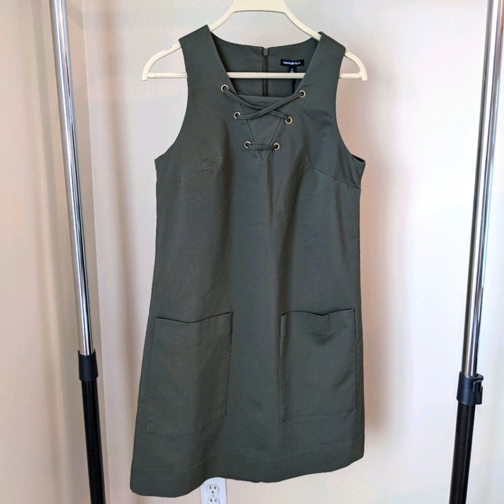 Sleeveless olive dress